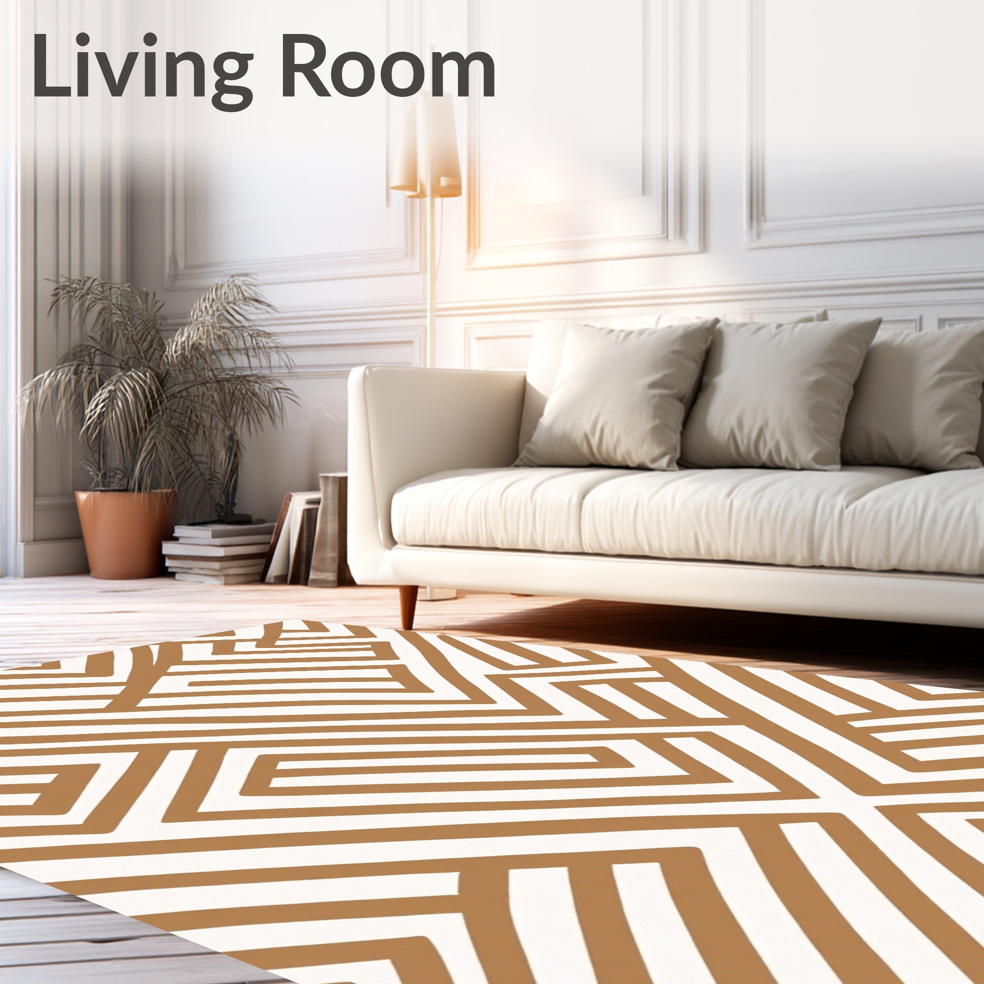 Geometric Brown Maze Weave Rug