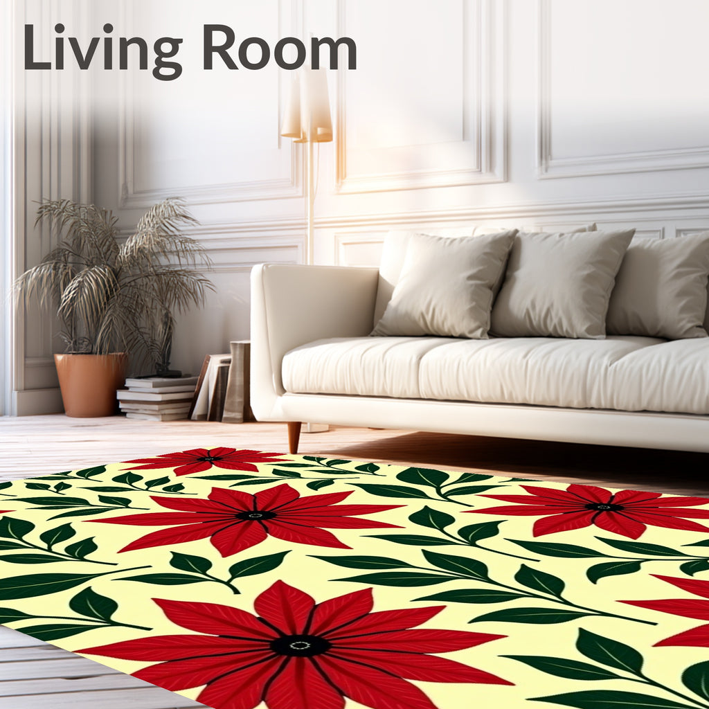 Crimson Red Starburst Foliage Rug