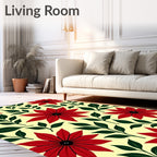 Crimson Red Starburst Foliage Rug