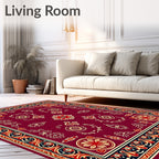 Deep Red Floral Medallion Botanical Rug