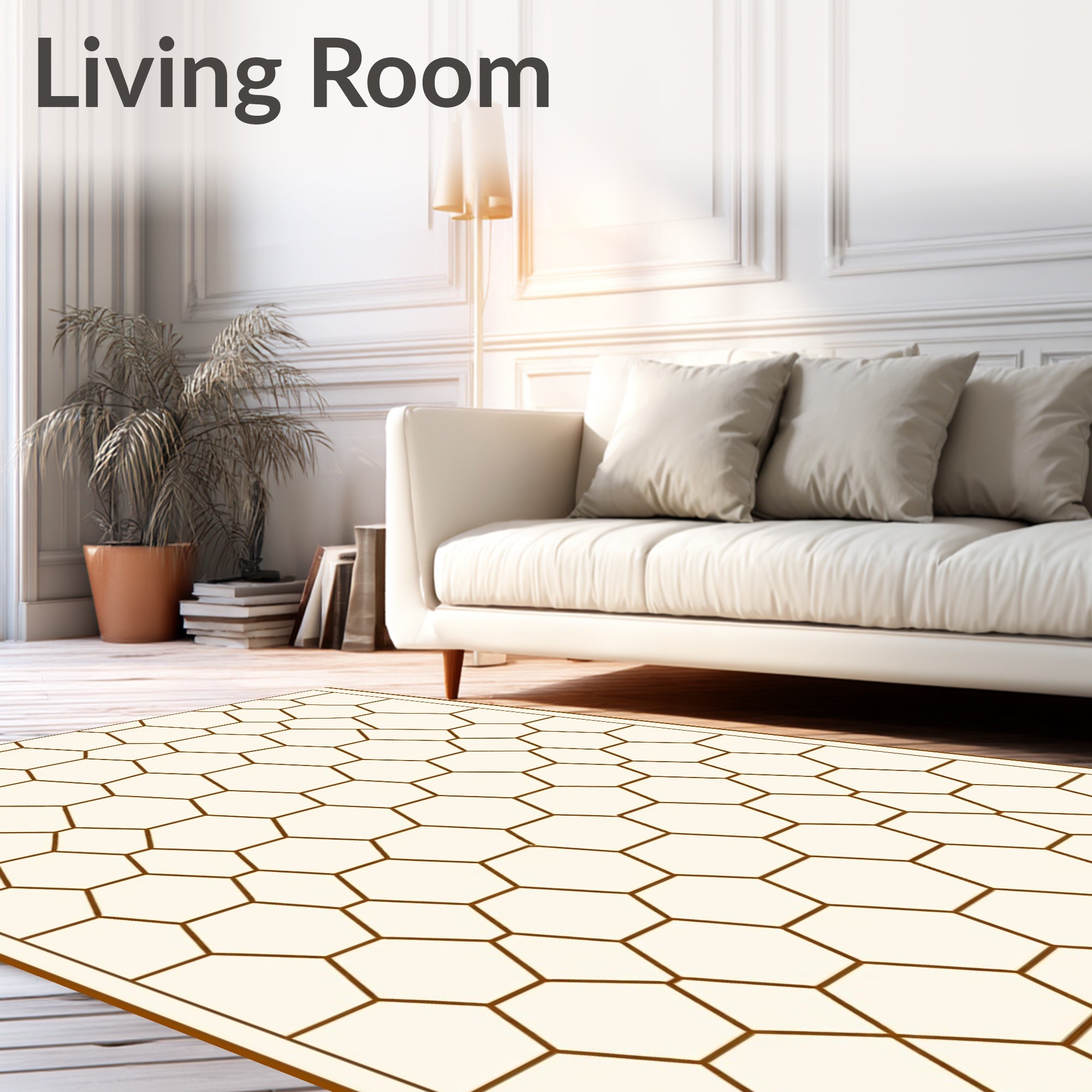 Brown Honeycomb Geometric Lattice Rug