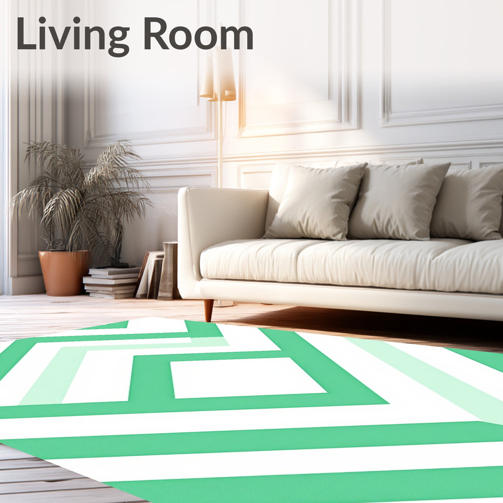 Mint Green Chevron Geometric Rug