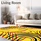 Vivid Yellow Swirling Abstract Lines Rug