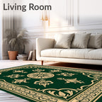Emerald Vintage Fleur-de-lis Mandala Rug