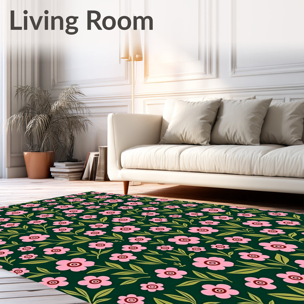 Dainty Pink Floral Garden Rug