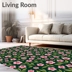 Dainty Pink Floral Garden Rug