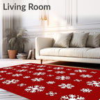 Winter Red Snowflake Cluster Rug