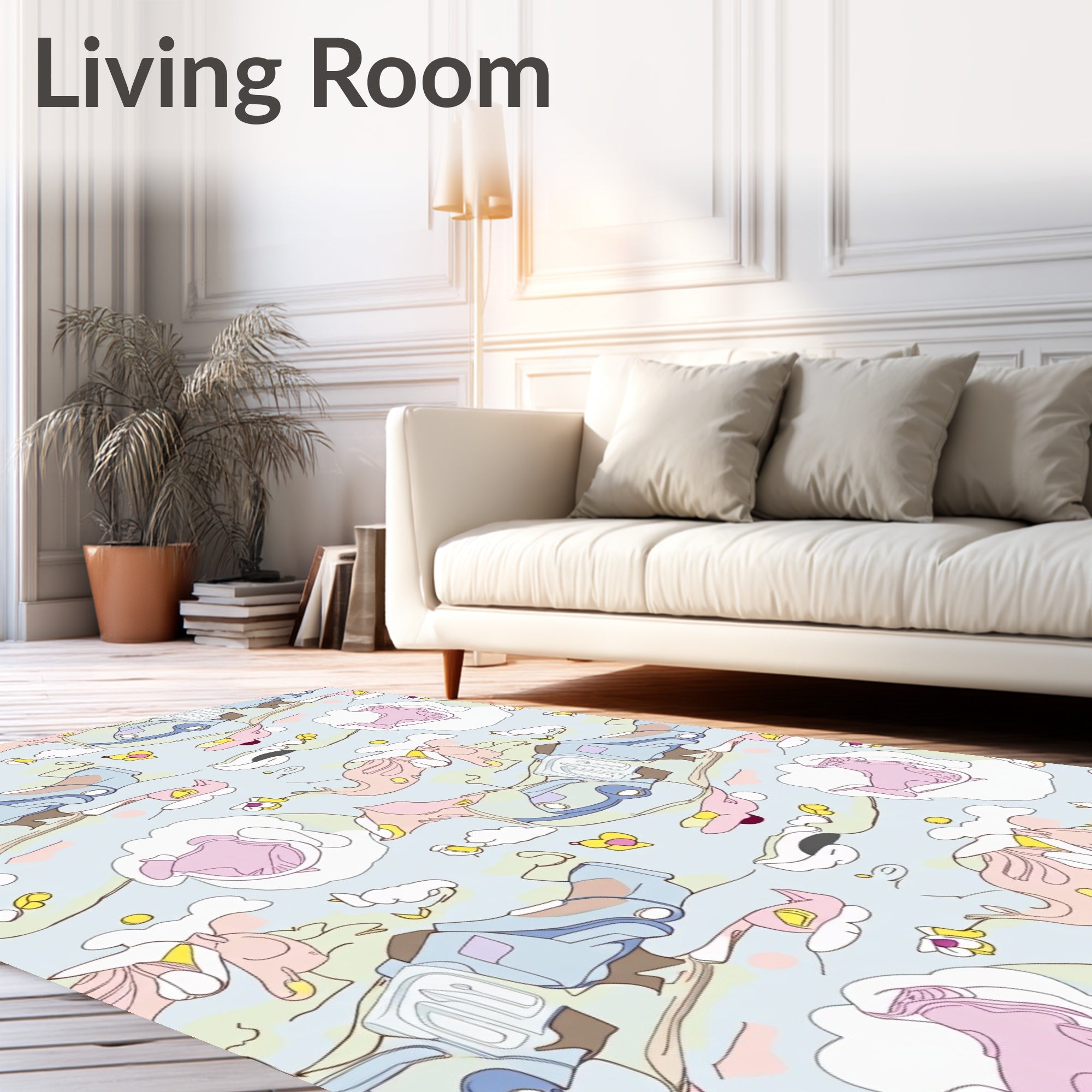 Dreamy Pastel Cloud Creatures Rug
