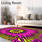Hot Pink Yellow Burst Star Rug