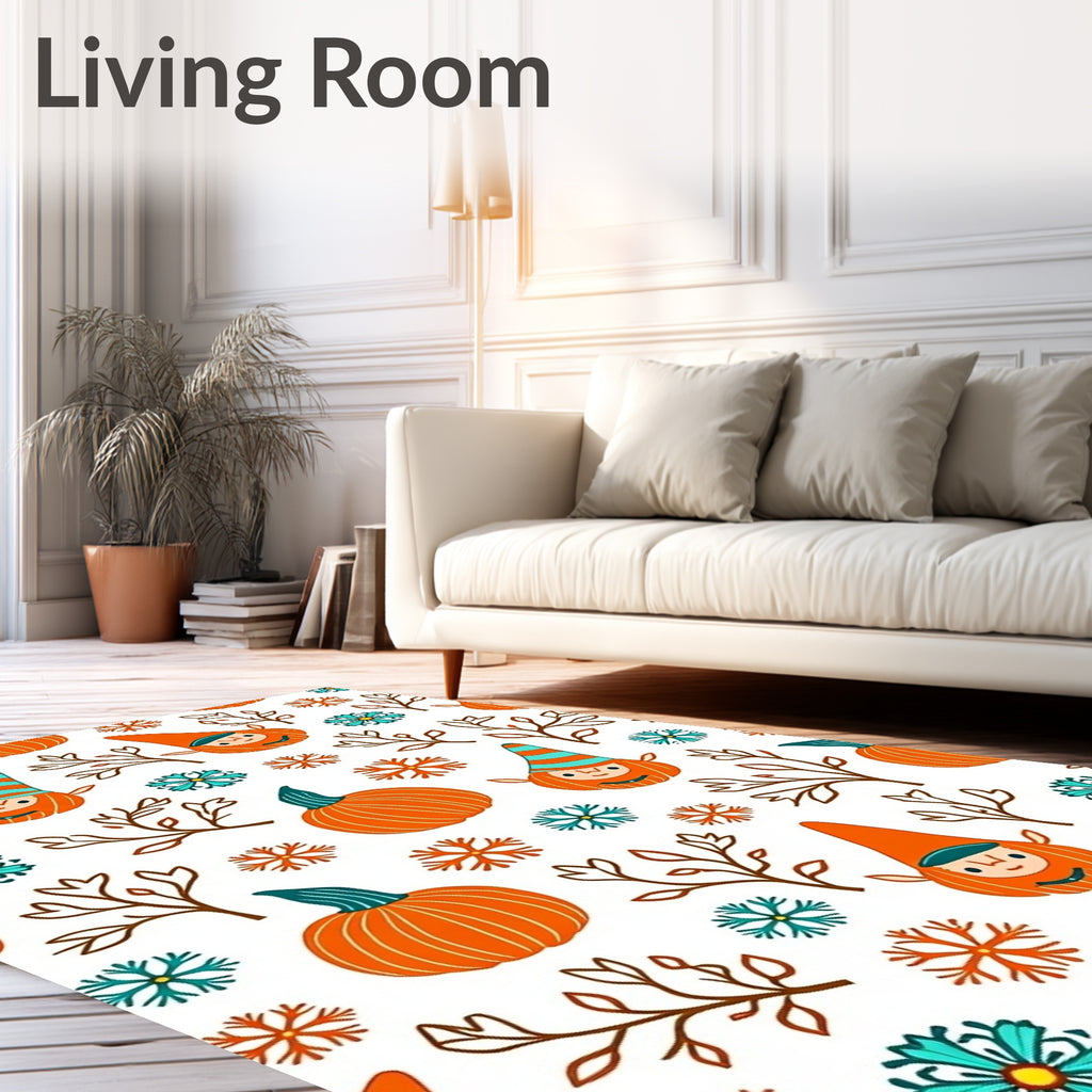 Whimsical Gnome Pumpkin Snowflake Medley Rug