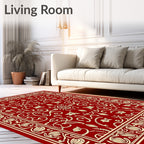 Crimson and Gold Floral Medallion Rug