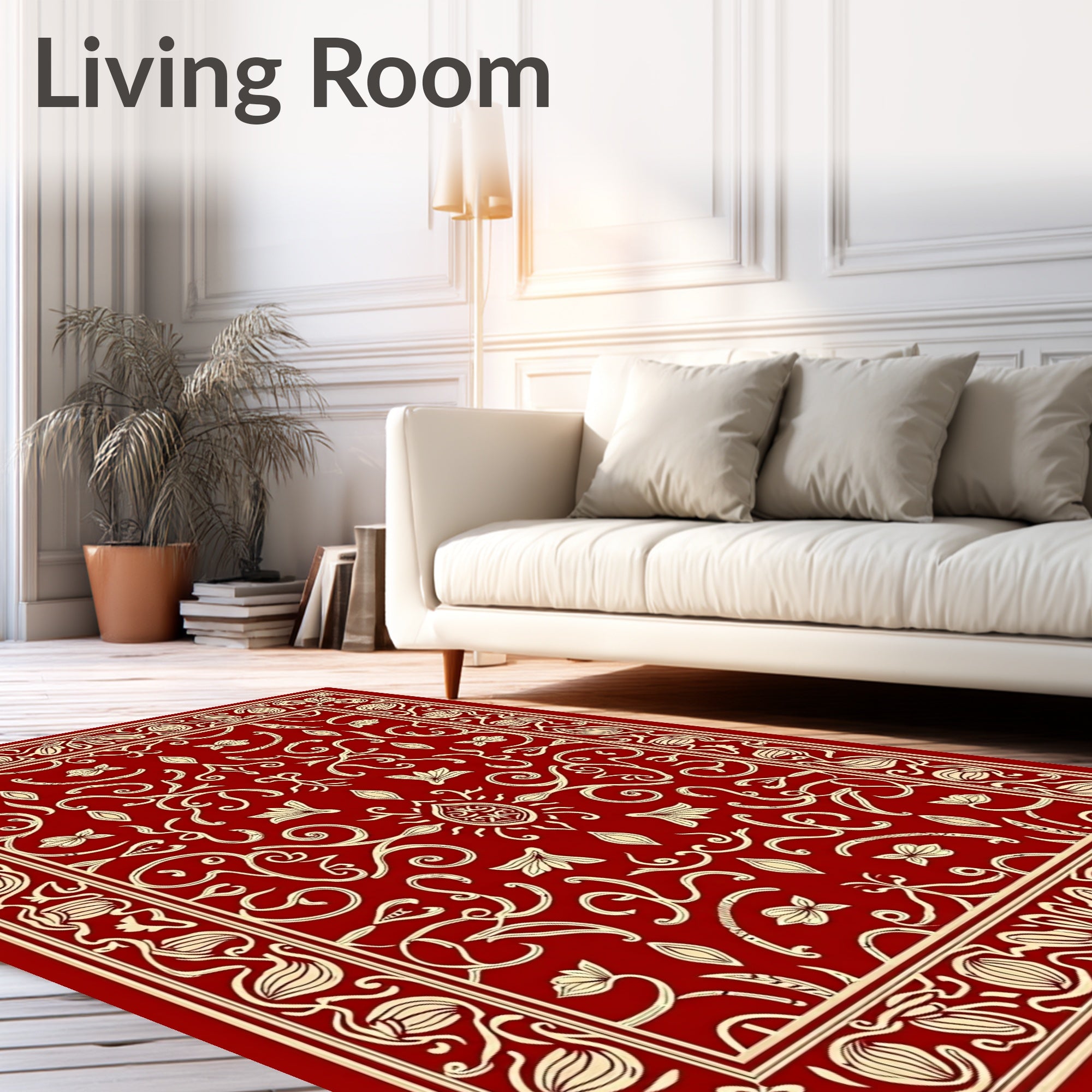 Crimson and Gold Floral Medallion Rug