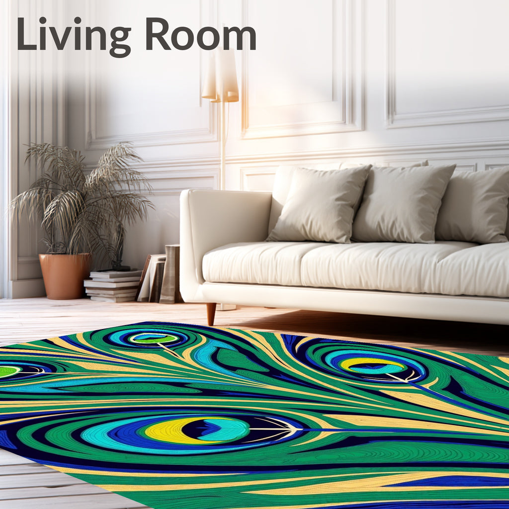 Bold Peacock Feather Eyed Swirl Rug