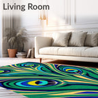 Bold Peacock Feather Eyed Swirl Rug