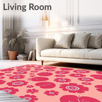 Pink Floral Tomato Collage Rug