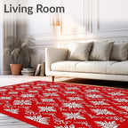 Crimson White Floral Diamond Lattice Rug