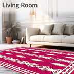 Raspberry Cream Tribal Diamond Border Rug