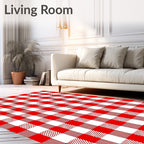 Classic Red White Gingham Check Rug