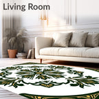 Dark Green and Gold Floral Medallion Rug