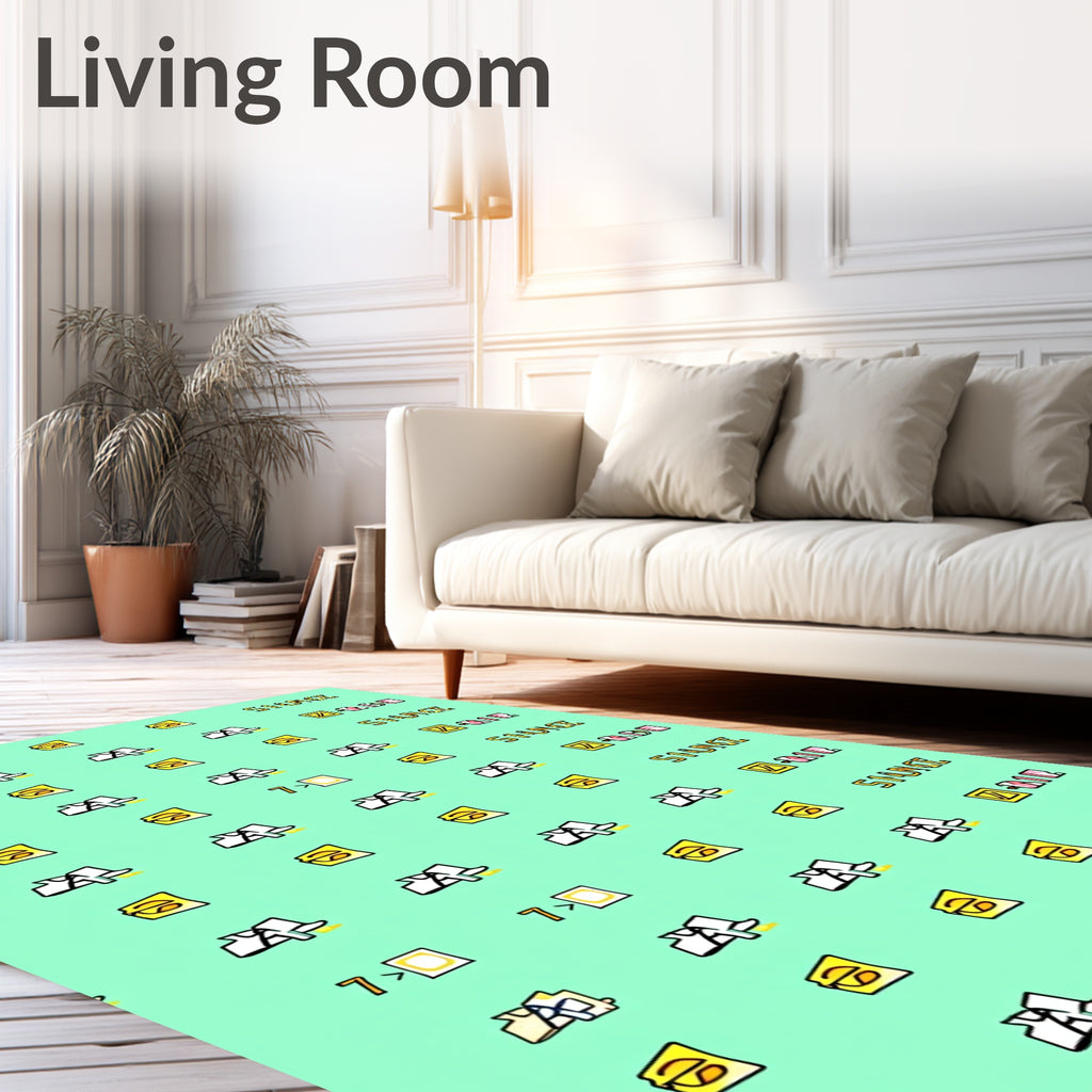 Yellow and white quirky graphic design Rug