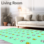 Yellow and white quirky graphic design Rug