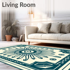 Teal Eye Sunburst Frame Rug