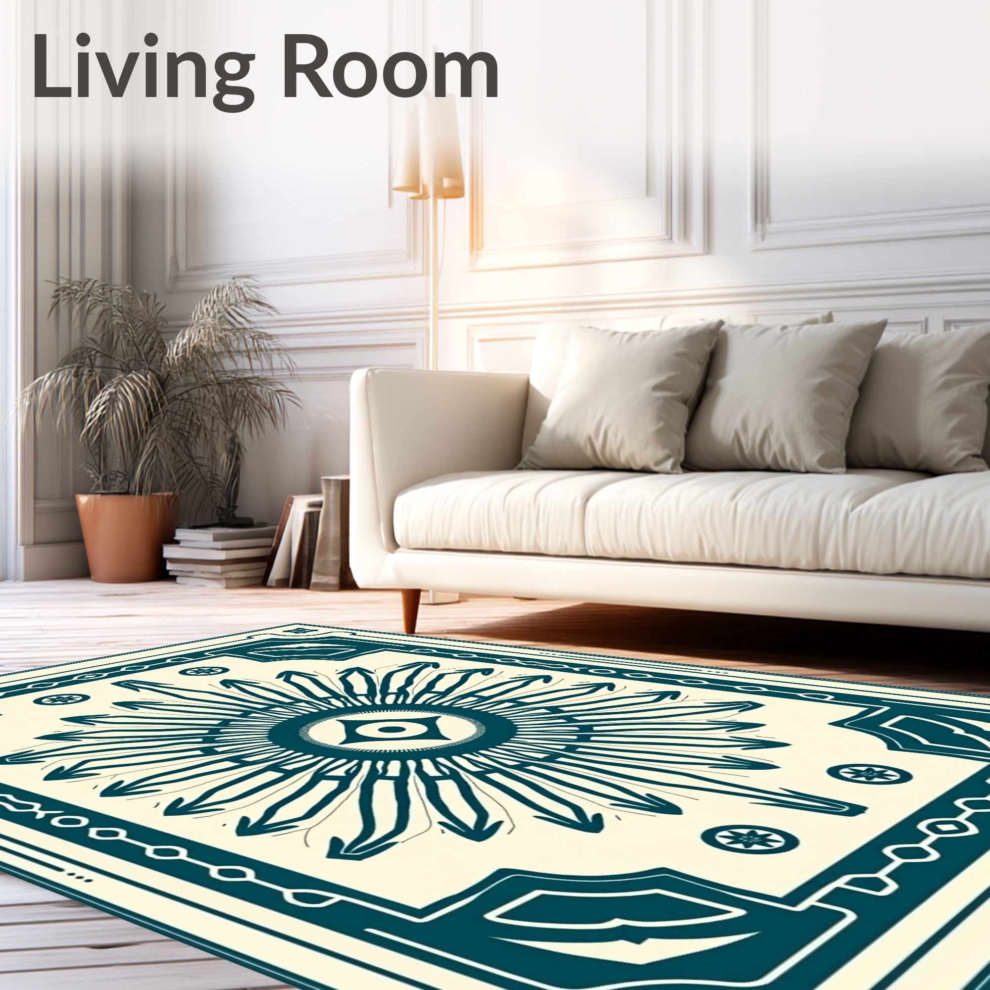 Teal Eye Sunburst Frame Rug