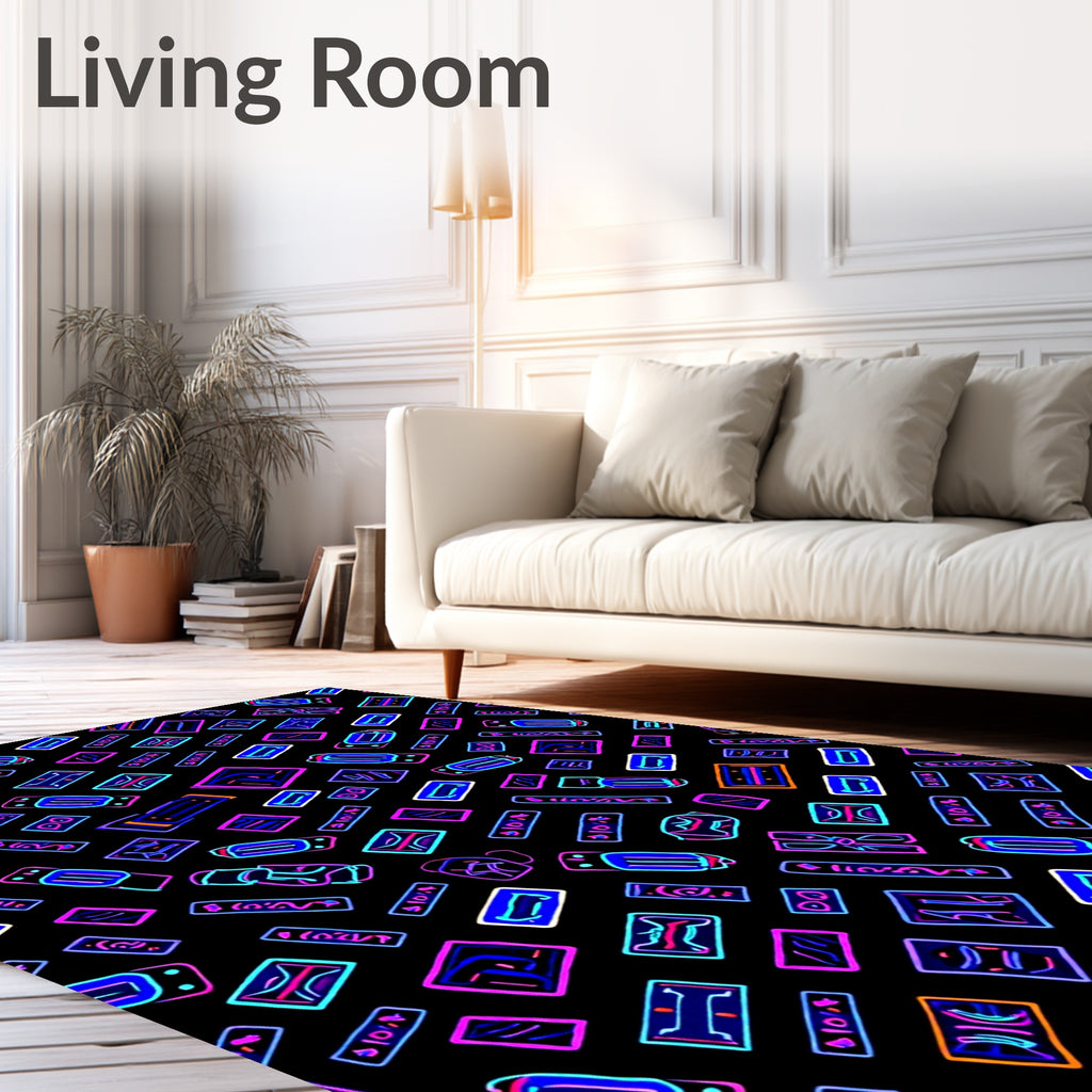 Neon Geometric Abstract Tablet Collage Rug