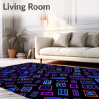 Neon Geometric Abstract Tablet Collage Rug