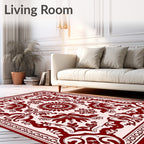 Ornate Crimson Bloom Corner Piece Rug