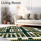 Geometric Emerald Diamond MedallionRug Rug