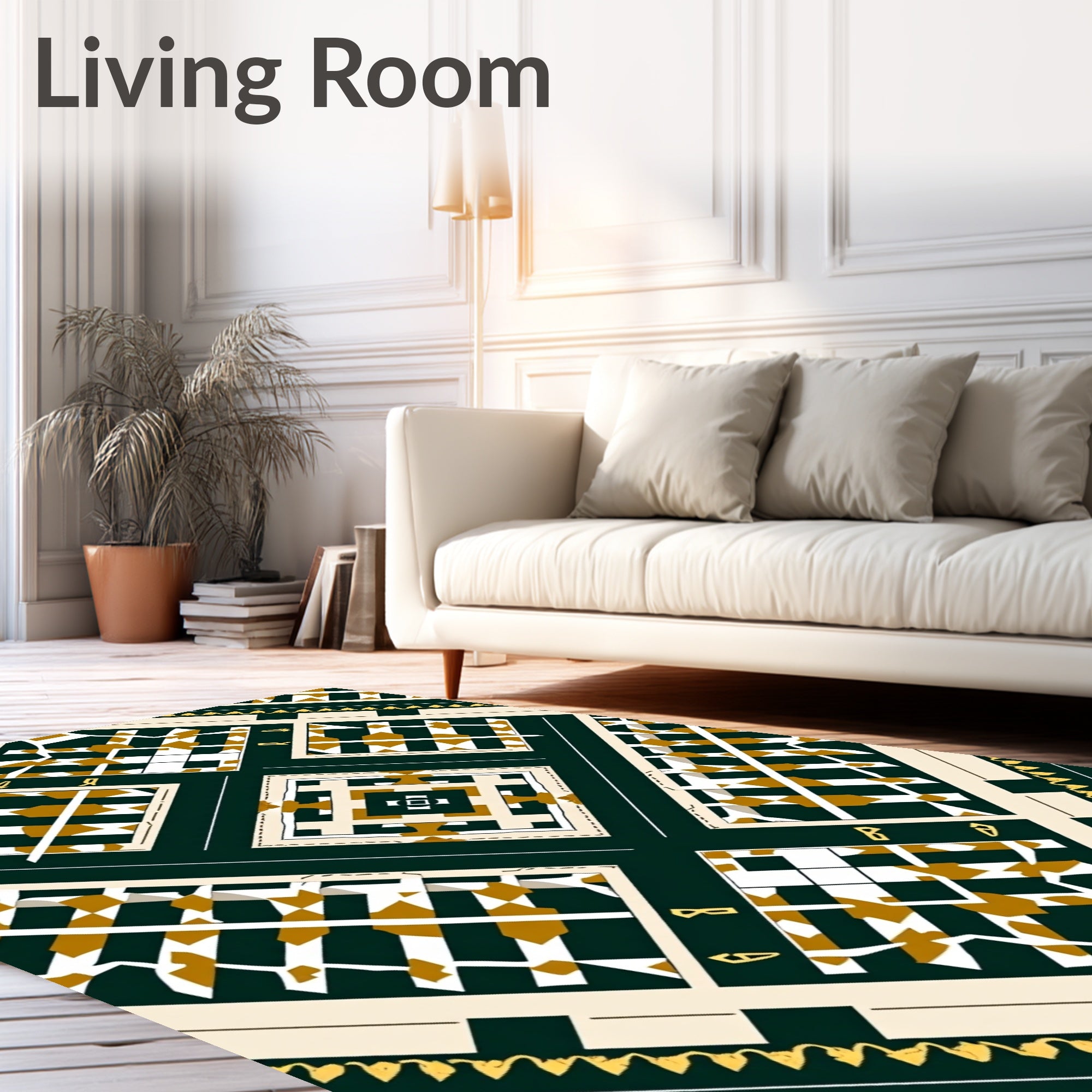 Geometric Emerald Diamond MedallionRug Rug