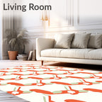 Coral and Sage Abstract Interlocking Shapes Rug