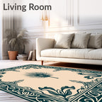 Green Palm Leaf Frame Rug