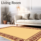 Crimson Floral Vine Border Rug