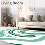 Teal And Emerald Swirl Lines Rug