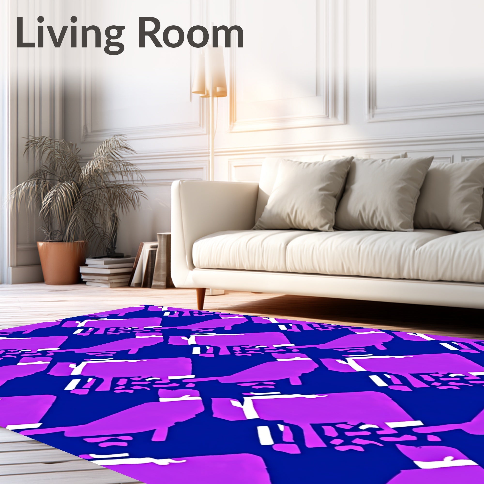 Vivid Pink Geometric Abstract Squares Rug