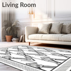 Monochromatic Abstract Zigzag Geometric Rendering Rug
