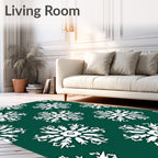 Dark Teal White Floral Medallion Rug