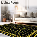 Yellow Geometric Interlocking Lines Rug