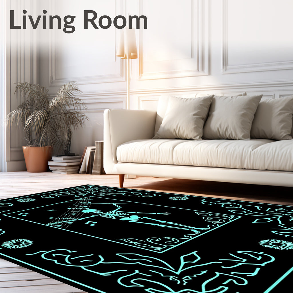 Cyan Skeleton Musical Frame Rug
