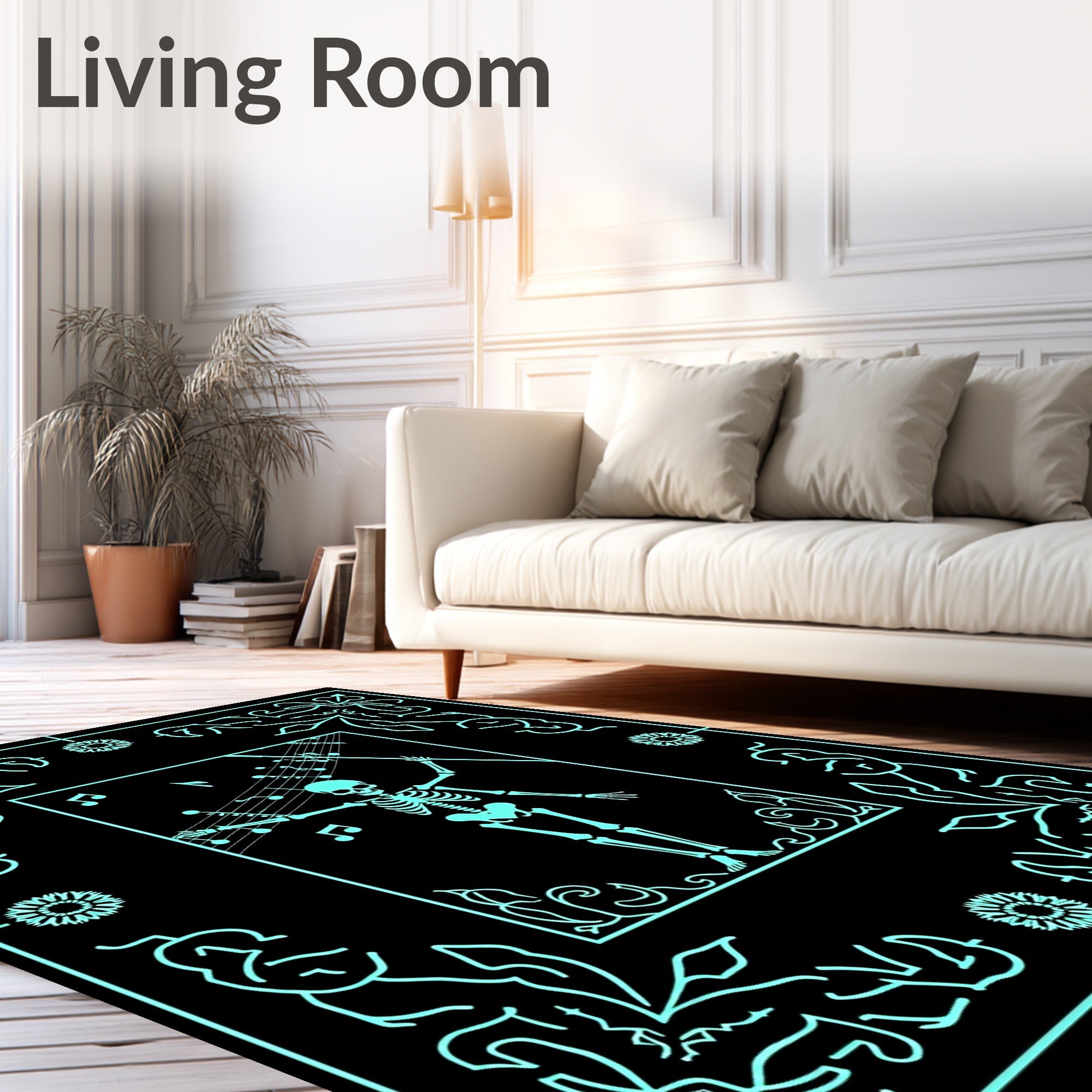 Cyan Skeleton Musical Frame Rug
