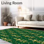 Emerald Gold Ornate Foliage Medallion Rug