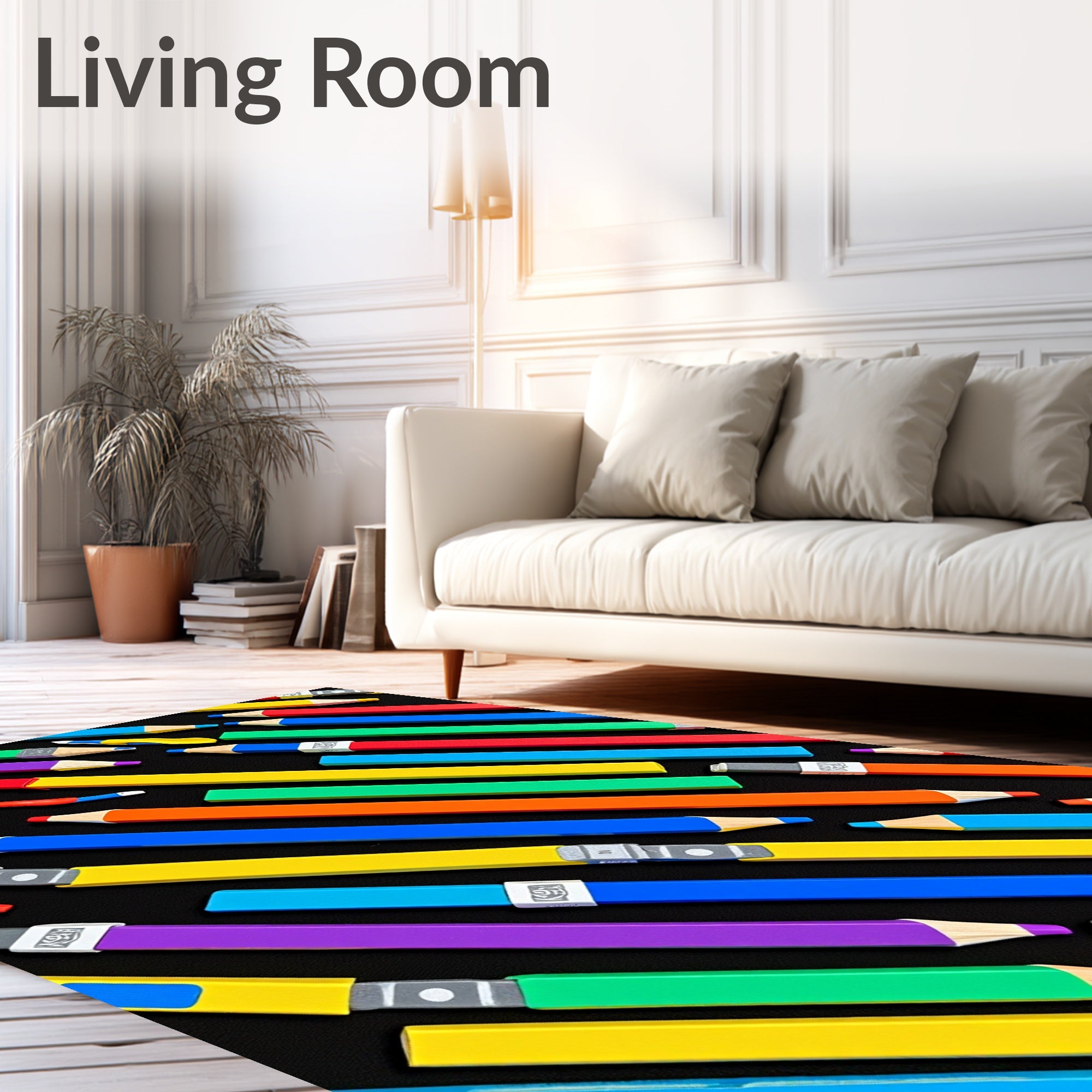 Diagonal Rainbow Pencil Arrangement Rug