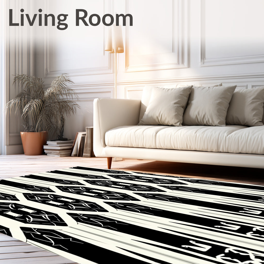 Black and Ivory Architectural Arch Rug