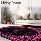 Radiant Pink Black Floral Medallion Rug