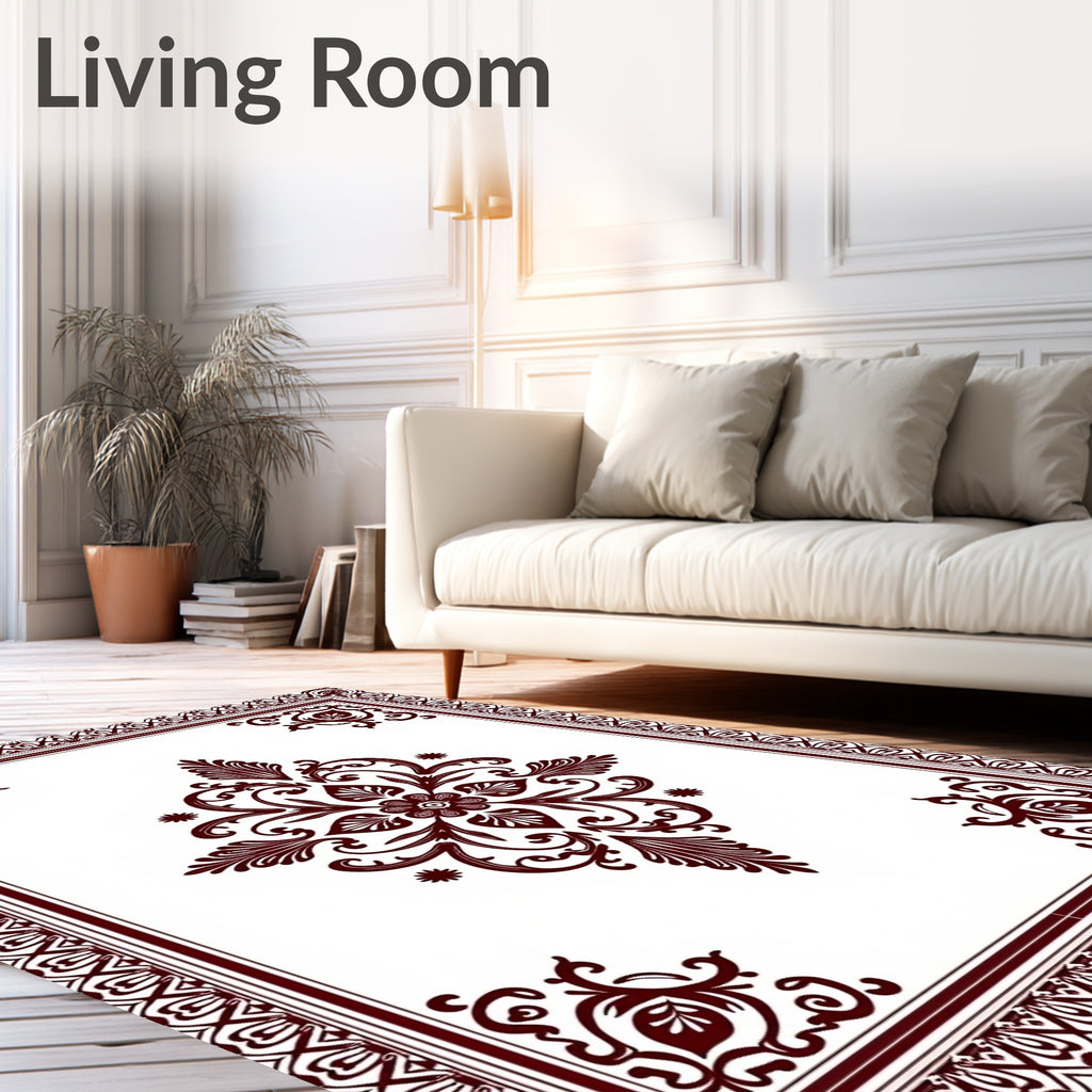 Ornate Crimson Flourish Medallion Rug