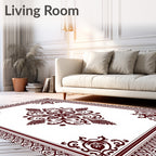 Ornate Crimson Flourish Medallion Rug