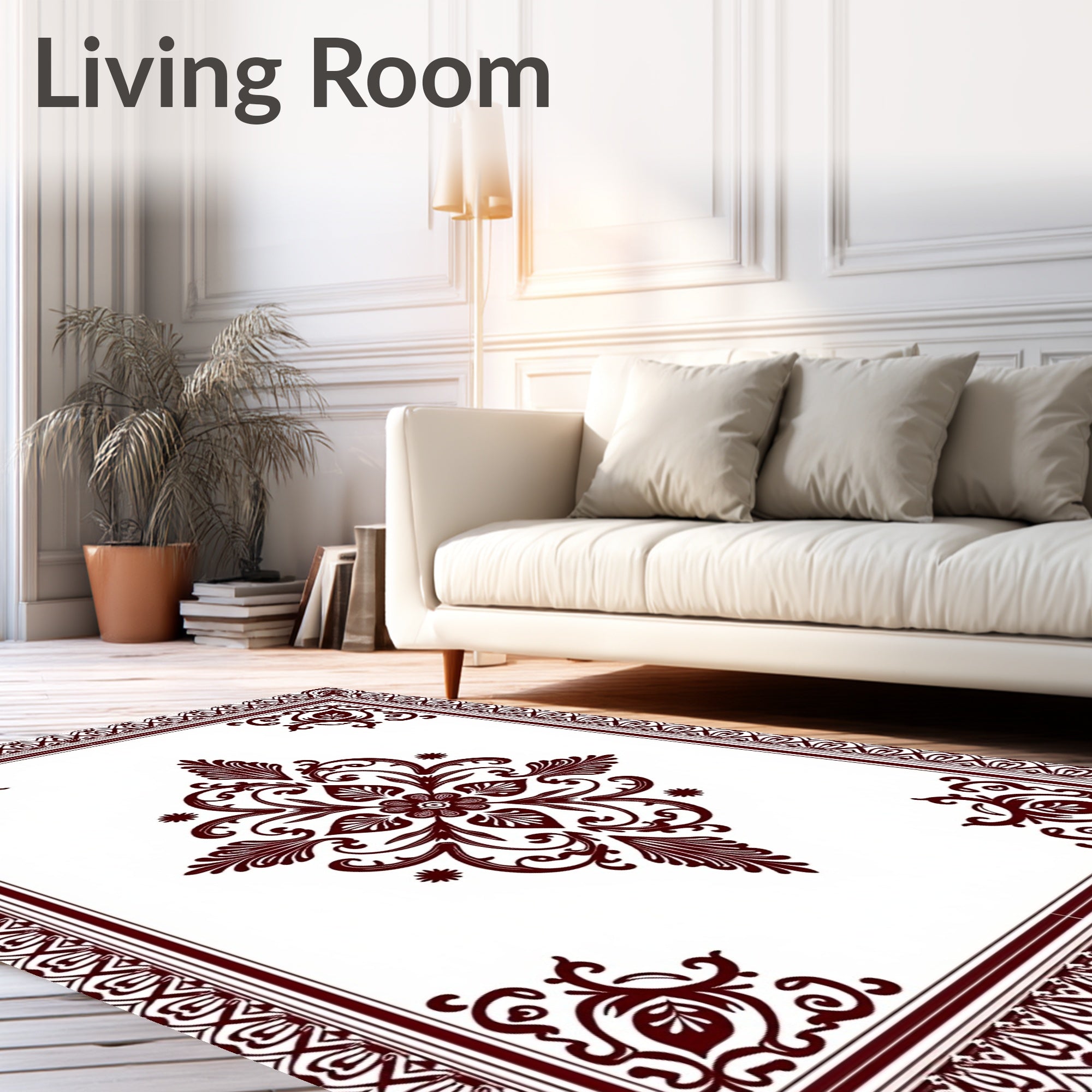 Ornate Crimson Flourish Medallion Rug