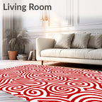 Bold Red Abstract Swirl Rug